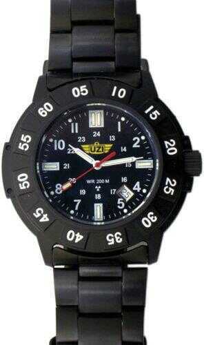 Uzi Protector Tritium H3 Watch With Metal Strap - Black