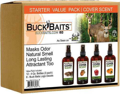 Buck Baits Cover Scent Starter Kit Pine/ Acorn/ Apple/ Persimmon 3 oz. ea. Model: BBCS12STARTER-B