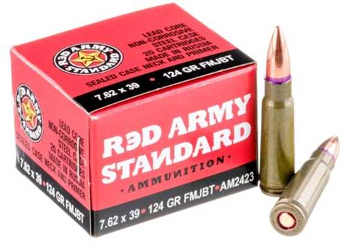 7.62 x39 124 Grain FMJ 1000 Rounds Red Army Ammunition
