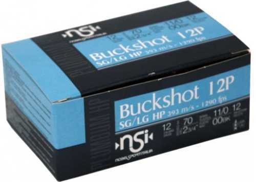 12 Gauge 2-3/4" Lead 00 Buck  1-1/4 oz 10 Rounds Nobel Sport Shotgun Ammunition