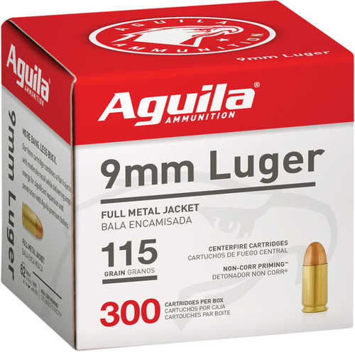 9mm Luger 115 Grain FMJ 300 Rounds Aguila Ammunition