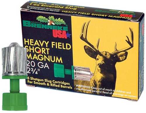 20 Gauge 2-3/4" Lead Slug  1 oz 5 Rounds Brenneke Shotgun Ammunition