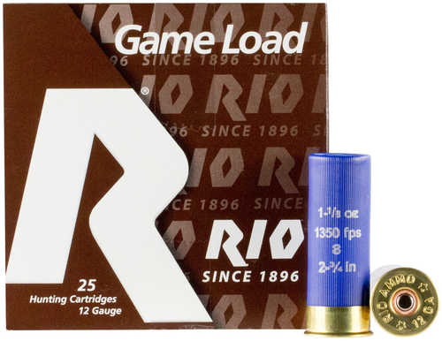 12 Gauge 2-3/4" Super Game 7-1/2 1-1/8 oz 25 Rounds Rio Ammunition Shotgun