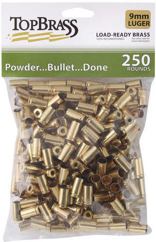 Top Brass 9mm Luger Reconditioned Unprimed Pistol 250 Count