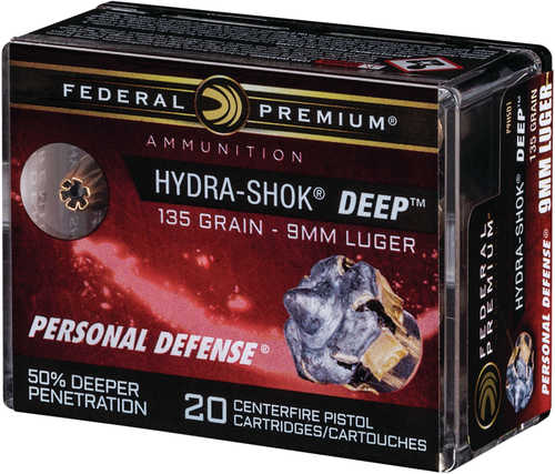 9mm Luger 135 Grain Hollow Point 20 Rounds Federal Ammunition