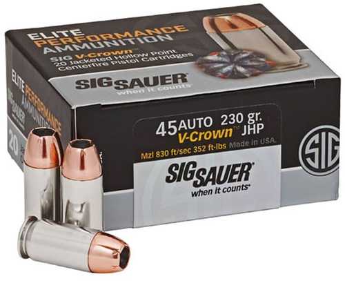 45 ACP 230 Grain Hollow Point 20 Rounds Sig Sauer Ammunition