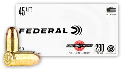 45 ACP 230 Grain Full Metal Jacket 50 Rounds Federal Ammunition