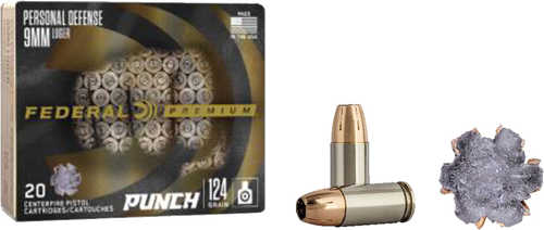 Federal Pd9P1 Premium Punch 9mm Luger 124 Gr Jacketed Hollow Point (JHP) 20 Bx/ 10 Cs