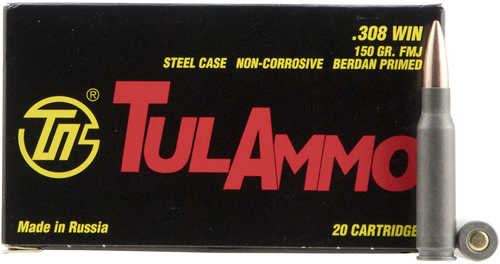 308 Win 150 Grain Full Metal Jacket 20 Rounds TULA Ammunition 308 Winchester