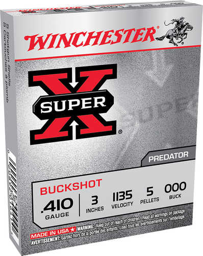 410 Gauge 3" Lead 000 Buck  5 pellets 5 Rounds Winchester Shotgun Ammunition