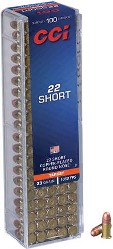 22 Short 29 Grain Copper-Plated Round Nose 100 Rounds CCI Ammunition