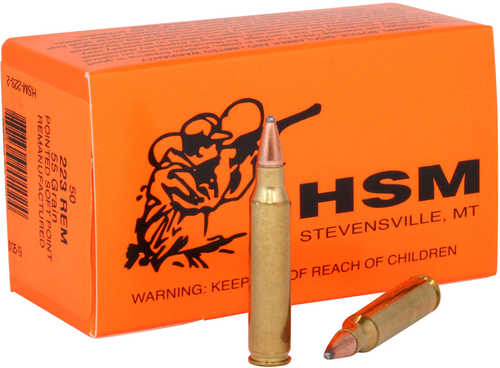 223 Rem 55 Grain Soft Point 50 Rounds HSM Ammunition 223 Remington