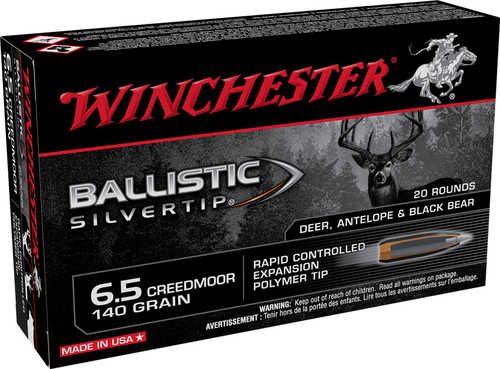 Winchester Ballistic Silvertip 6.5 Creedmoor 140 gr 2700 fps Rapid Controlled Expansion Polymer Tip Ammo 20 Round Box