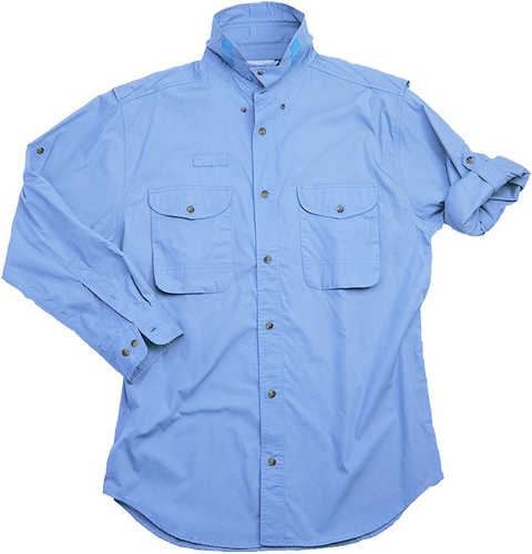 Long Sleeve Ocean Blue Poplin Fishing Shirt Size XS