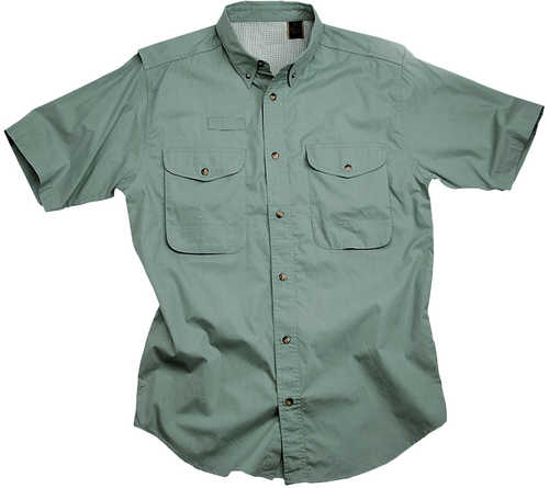 Short Sleeve Sage Poplin Fishing Shirt Size 2XL