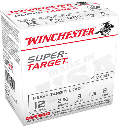 12 Gauge 2-3/4" Lead #8  1-1/8 oz 25 Rounds Winchester Shotgun Ammunition