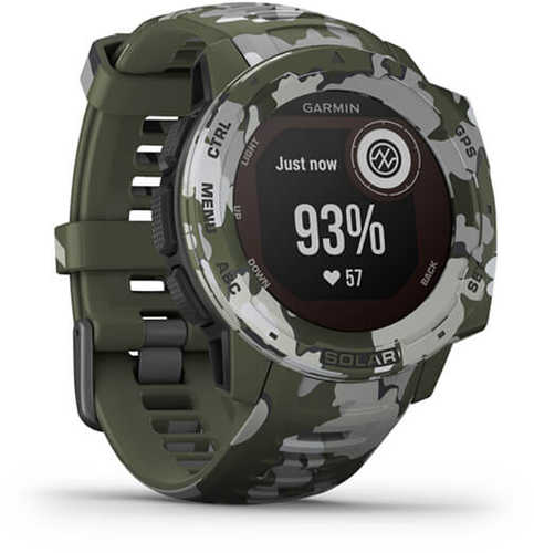 Garmin Instinct Solar Watch Lichen Camo iPhone/Android Bluetooth/Ant+