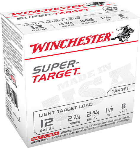12 Gauge 2-3/4" Lead #8  1-1/8 oz 25 Rounds Winchester Shotgun Ammunition