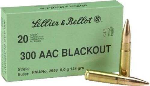 300 AAC Blackout 124 Grain Full Metal Jacket 20 Rounds Sellior & Bellot Ammunition