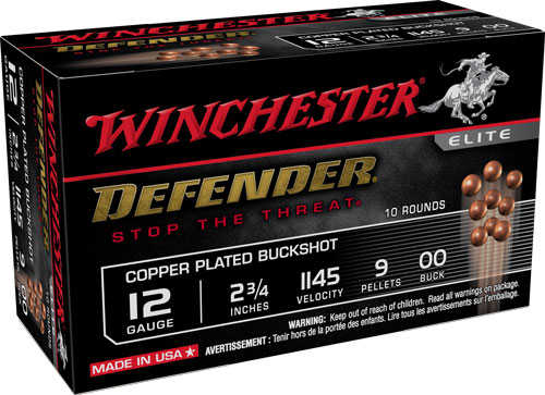 12 Gauge 2-3/4" Lead 00 Buck  9 Pellet 10 Rounds Winchester Shotgun Ammunition