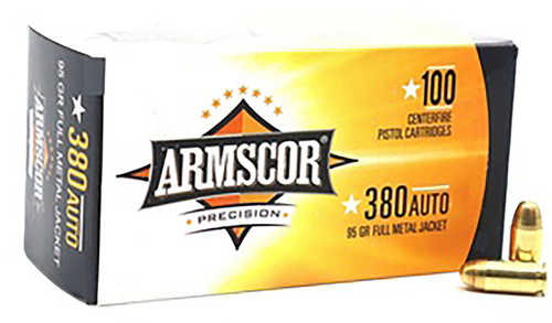 380 ACP 95 Grain Full Metal Jacket 100 Rounds Armscor Ammunition