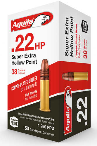 Aguila 22 LR Super Extra High Velocity 38 Grain Copper Plated Lead Hollow Point 50 Rounds Ammo