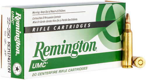 22-250 Rem 50 Grain Jacketed Hollow Point 20 Rounds Remington Ammunition