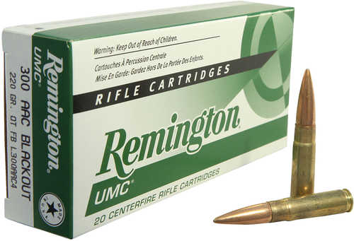 300 AAC Blackout 220 Grain Open Tip Flat Base 20 Rounds Remington Ammunition