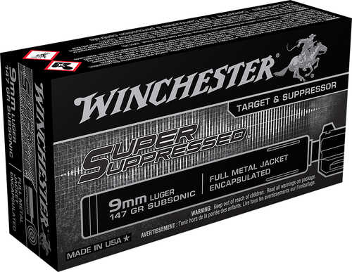 9mm Luger 147 Grain Full Metal Jacket 50 Rounds Winchester Ammunition