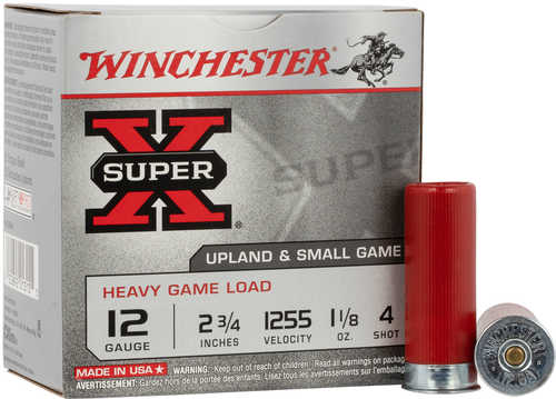Winchester Super-X Heavy Game 12 Gauge 2 3/4" 1 1/8 Oz #4 Lead Shot 25 Rounds Per Box