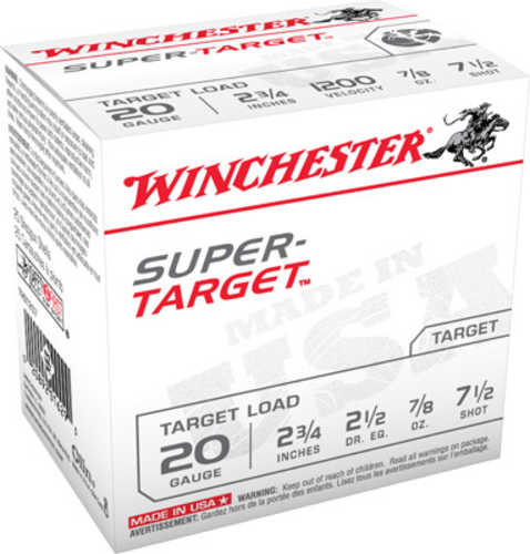 20 Gauge 2-3/4" Lead 7-1/2  7/8 oz 25 Rounds Winchester Shotgun Ammunition