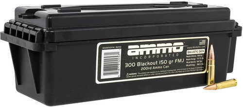 300 AAC Blackout 150 Grain FMJ 200 Rounds Ammo Inc Ammunition
