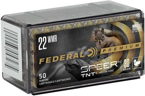 Federal Premium 22 WMR 30 gr Speer TNT Hollow Point (HP) 50 Round Box