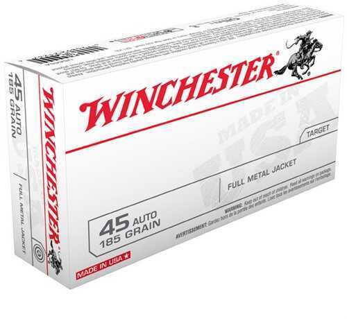 45 ACP 185 Grain Full Metal Jacket 50 Rounds Winchester Ammunition