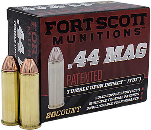 Fort Scott Munitions 44Mag200SCV Tumble Upon Impact (TUI) Rem Mag 200 Gr 1697 Fps Solid Copper Spun (SCS) Bx/25 Cs