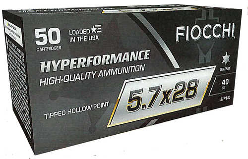 5.7x28MM 40 Grain Tipped Hollow Point 50 Rounds Fiocchi Ammunition