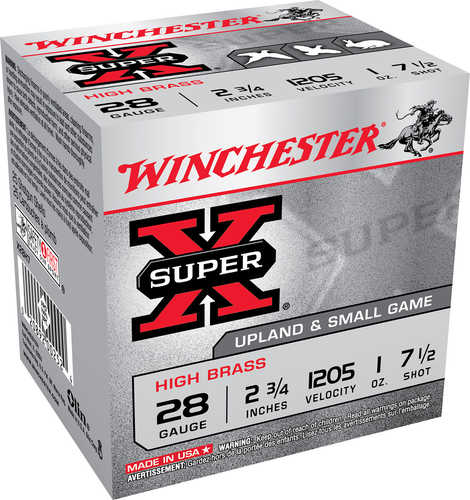 Winchester Super X Heavy Game Load High Brass 28 Gauge 2 3/4" 1 oz 1205 fps 7.5 Shot Ammo 25 Round Box