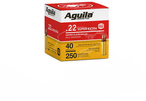 Aguila Super Extra High Velocity 22 LR 40 gr Copper-Plated Solid Point Ammo 250 Round Box
