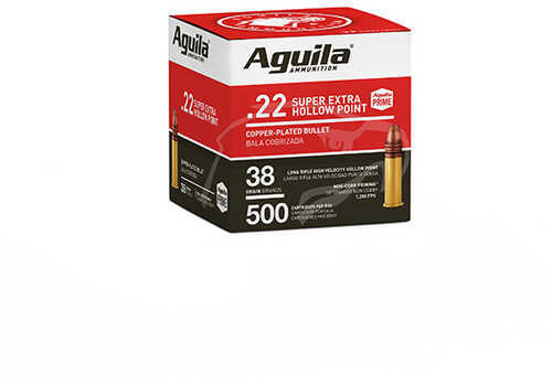 Aguila Super Extra High Velocity 22 LR 38 gr Copper Plated Hollow Point (CPHP) Ammo 500 Round Box