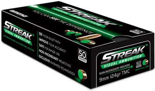 Ammo Inc Streak Green Handgun Ammunition 9mm Luger 124Gr TMC 1065 Fps 50/ct