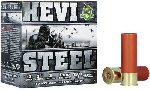 12 Gauge 3" Hevi Steel #3   25 Rounds Hevi-Shot Shotgun Ammunition