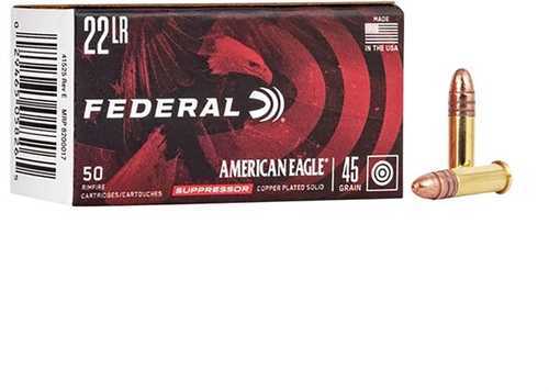 American Eagle 22 Lr 45 Grain Cplrn Subsonic Ammunition  Plated Round Nose 50 Round