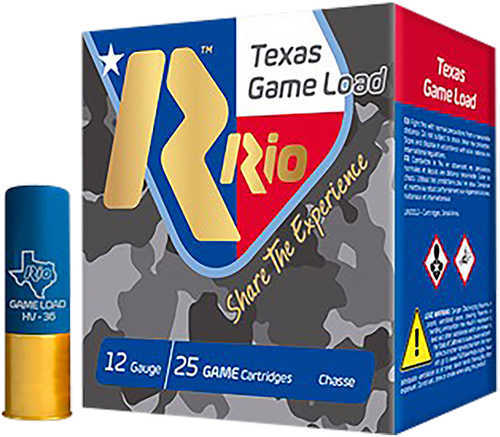 Rio Ammunition TGHV368Tx Texas Game Load High Velocity 12 Gauge 2.75" 1 1/4 Oz 25 Per Box/ 10 Cs