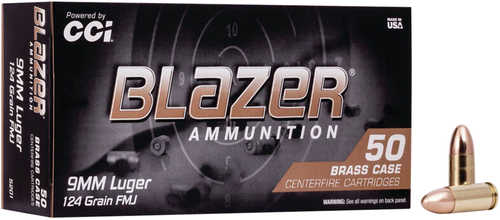 9mm Luger 124 Grain Full Metal Jacket 50 Rounds CCI Ammunition