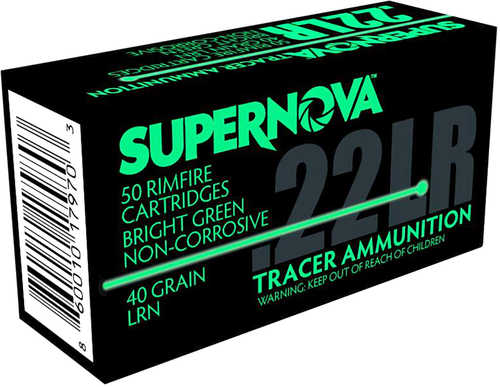 22 LR 40 Gr Lead Round Nose (LRN) Green Tracer Non Corrosive Ammo 50 Per Box/