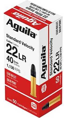Aguila Ammunition Rimfire 22LR 40 Grain Solid Point Standard Velocity 50 Round Box 1B220332