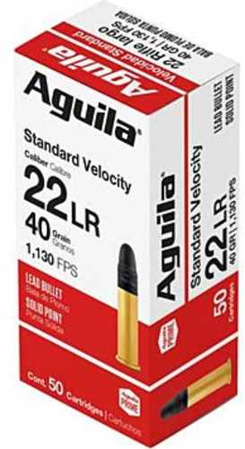 Aguila Standard Rimfire Ammo 22 LR. 40 gr. Solid 50 rd. Model: 1B220332