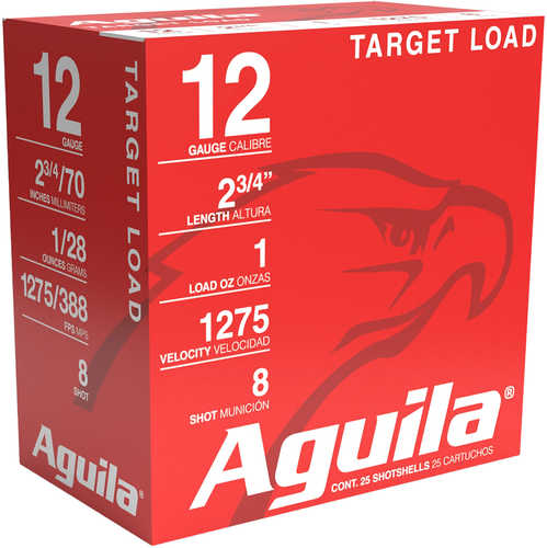 Aguila 1CHB1328 Target Load Competition 12 Gauge 2.75" 1 Oz 8 Shot 25 Per Box/ 10 Case