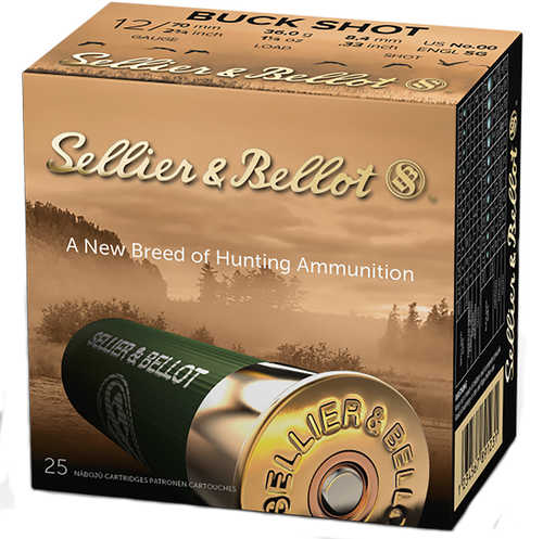 12 Gauge 2-3/4" Lead 00 Buck  1-1/2 oz 25 Rounds Sellier & Bello Shotgun Ammunition