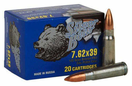 Bear Ammunition Silver 7.62X39 FMJ 124 Grain 500RDS/Case A7.62NFMJ